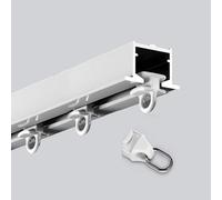 Kit de riel de cortina de aluminio montado en el techo, rieles ocultos de 12 m / 39.3ft, diseño cuadrado empotrado, funcionamiento suave, sistema de colgar cortinas blancas para el hogar y la oficina