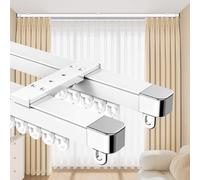 Kit De Riel De Cortina Riel Doble Fácil De Instalar, 90 150 200 300 400cm Curtain Track Silencioso Fácil Pratico, Pista Para Pérgola Ventana Puerta Dormitorio, Alta Capacidad De Carga(85-150cm)