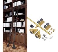 Kit de riel de escalera deslizante de 1 m y 24 pies de acero al carbono resistente con ruedas de rodillo de suelo suave (escalera no incluida) para un ahorro eficiente de espacio