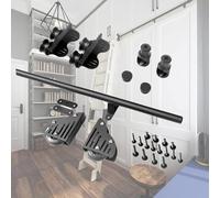 Kit de riel de escalera deslizante de acero resistente de 1 m, sistema de hardware de biblioteca para el hogar y la oficina, acero al carbono (escalera no incluida)