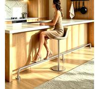 Kit De Riel De Pie para Barra De con soportes, No requiere soldadura Barandilla de apoyo para los pies, Soporte De Pies De Barras para Restaurante, Cocina Y Cafetería(Silver,140cm/4.6ft)