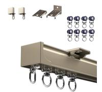 Kit De Riel De Techo con Rodillos Silenciosos, Sistema De Cortinas Divisoras De Habitación, Riel De Aluminio Carga Pesada, Fácil De Montar, para Ventanas, Tabiques(champán,340cm)
