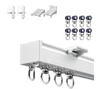 Kit De Riel De Techo con Rodillos Silenciosos, Sistema De Cortinas Divisoras De Habitación, Riel De Aluminio Carga Pesada, Fácil De Montar, para Ventanas, Tabiques(Blanco,550cm)