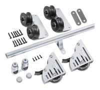 Kit de riel deslizante/barandilla redonda con ruedas de freno para suelo, herrajes rodantes para bibliotecas de interior/ático(Telescopic,244cm Kit de pista)