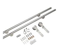 Kit de riel deslizante de biblioteca, juego de herrajes rodantes de acero inoxidable para escaleras de biblioteca estilo granero, pista completa de 26.6 pies para uso en la oficina en casa