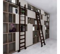 Kit de riel deslizante negro para biblioteca, herrajes de acero al carbono (sin escalera) para escalera de mano doméstica, riel tubular redondo(Non-telescopic,400cm Kit de pista)