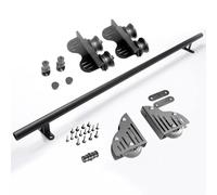 Kit de riel deslizante para biblioteca de 3.3 a 20 pies, kit de herrajes de alta resistencia, riel rodante tensable para estantería vertical, oficina tipo loft, kit de extensión, kit de riel