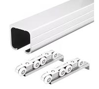 Kit De Riel For Puerta Corredera, Incluye Riel Y Rodillos For Puerta Empotrada, Kit De Herrajes De Aluminio For Puerta De Granero, Juego De Rieles For Puerta Corredera(B,28ft/853.4cm)