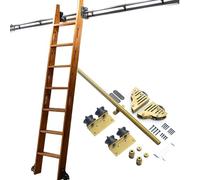 Kit de riel para escalera de biblioteca rodante, ruedas de piso con freno, kit de herrajes para escalera deslizante de 3.3 a 24 pies, riel rodante (sin escalera, riel para escalera de oficin