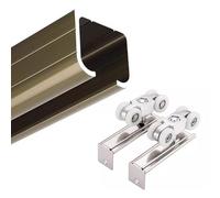 Kit de riel para puerta corredera con rodillos, juego de rieles de montaje en techo de pared para uso comercial y residencial