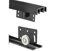 Kit de riel para puerta corredera de alta resistencia, repuesto de rueda de deslizamiento silencioso para armarios, graneros y puertas de cristal