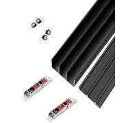 Kit de riel para puerta corredera de armario, sistema de aluminio de 3 pistas para armario, fácil instalación para puertas correderas de panel de madera, diseño sin ranura para un funcionamiento suave