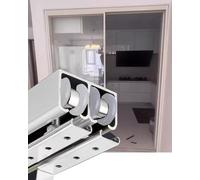 Kit de riel para puerta corredera para puertas de madera con rodillo y riel de caja, sistema de doble pista para un funcionamiento suave
