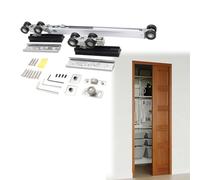 Kit de riel para Puerta corrediza con Sistema de Cierre Suave, herrajes para Puerta empotrada de 74 Pulgadas, Rodillo y Amortiguador de Deslizamiento Suave, fácil Apertura Mediante presión,