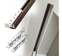 Kit de riel para puerta corrediza - Herrajes ajustables de 30 a 72 pulgadas con 8 rodillos de rueda y soporte, perfecto para puertas plegables, longitud personalizada de hasta 90 pulgadas.