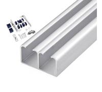 Kit de riel para puerta corrediza resistente, juego de rodillos de aluminio para puertas dobles de granero y armario, fácil instalación, acción de deslizamiento suave, ideal para dormitorios y
