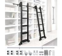 Kit de riel plateado para escalera deslizante de biblioteca Rolling Hardware de 3.3 a 24 pies, riel deslizante redondo, para hogar (sin escalera)(Non-telescopic,600cm Kit de pista)