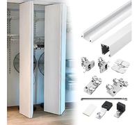 Kit de riel plegable para puerta con cierre suave, riel plegable suave, rodillos silenciosos para armario de 8 puertas, longitud ajustable de 3,5 m