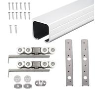 Kit de riel único para puerta corredera de vidrio sin marco, herrajes de aluminio duradero, rodillos silenciosos (negro, 1 m)