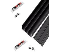 Kit de rieles de 3 vías para Puertas correderas - Sistema de rieles para armarios de aleación de Aluminio Duradero para Puertas de armarios y tabiques de Deslizamiento Suave, 120 cm/3,9 pies