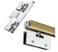 Kit de rieles de vidrio para puerta corredera, riel de derivación de cierre suave de 10 pies para armario, patio, cocina, juego de rodillos duraderos para colgar