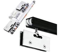 Kit de rieles de vidrio para puerta corredera, riel de derivación de cierre suave de 10 pies para armario, patio, cocina, juego de rodillos duraderos para colgar
