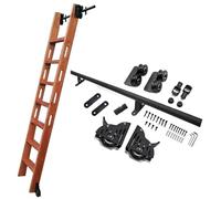 Kit de rieles para escalera deslizante de 3,3 a 24pies sistema de rodillos acero al carbono juego completo de rieles metálicos para sala de estar/cocina/bodega (sin escaleras)(366cm Kit de pista)