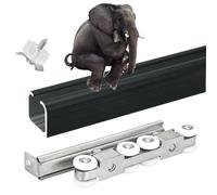 Kit de rieles para puerta corredera de granero, diseño de perfil bajo para puertas exteriores y de bolsillo, fácil de instalar