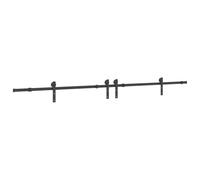 Kit de rieles para puertas correderas, 305 cm, acero negro | Junta para unir dos rieles, capacidad de 100 kg, acero pintado, tope de puerta incluido