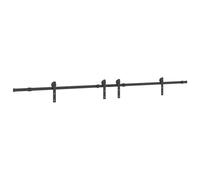 Kit de rieles para puertas correderas, 427 cm, acero negro | Junta para unir dos rieles, tope de puerta incluido, juntas de goma, capacidad de 100 kg, montaje sencillo