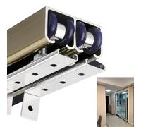 Kit de rieles para Puertas correderas Dobles de Armario de Alta Resistencia - Herrajes de Montaje Superior para Puertas correderas y empotradas, Incluye Ruedas, 94 cm (37 Pulgadas), Acabado