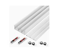 Kit de rieles para Puertas correderas - Sistema de aleación de Aluminio de 3 rieles para armarios, gabinetes y tabiques - 240 cm/7,9 pies, Deslizamiento Suave, Duradero, Elegante Acabado en