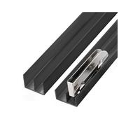 Kit de Rieles para Puertas, Riel de Puerta corrediza de Vidrio de Doble Canal de 5 mm de Alta Resistencia - Kit de Aluminio Negro para vitrinas, estanterías y armarios con Rodillos Lisos