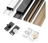 Kit de rieles premium for puerta corredera: reemplazo de rieles superior e inferior con mecanismo de deslizamiento silencioso (1 unidad).(Brown,170cm)