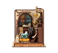 Kit de rincón de libro de madera 3D, rincón de libro, kit de casa en miniatura para casa de muñecas con luz LED para adolescentes y adultos, regalos creativos