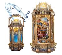 Kit de rincón de libros, cúpula estrellada, linterna de camping, modelo musical de mano, diseño retro astronómico y portátil, manualidades de madera para adultos