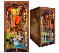 Kit de rincón de libros de bricolaje El valle secreto de los anillos, rompecabezas 3D de dragón oscuro, caballero y castillo, sujetalibros hecho a mano para adultos