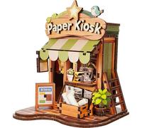 Kit de rincón de libros de bricolaje - Kits de rincón de libros en miniatura con luz LED, rompecabezas de madera 3D para decoración de inserción de estantería, kit de manualidades vintage para