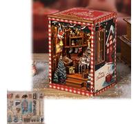 Kit de rincón de libros de bricolaje, modelo de estantería en miniatura, rompecabezas de construcción de madera con luz LED para decoración de Navidad, manualidades prácticas para adolescentes y