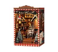 Kit de rincón de libros de bricolaje - Rompecabezas de madera 3D en miniatura con luz LED, inserto de estantería temática de noche nevada de Navidad y decoración de sujetalibros para adolescentes y
