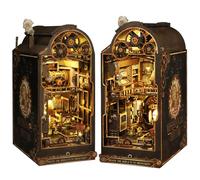 Kit de rincón de libros de madera 3D, rompecabezas de casa de muñecas de madera, sujetalibros de madera, juguete con luz LED para adolescentes y adultos, regalos creativos (SL19)