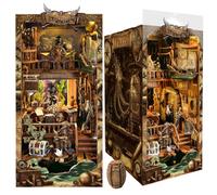 Kit de rincón de libros de madera 3D, rompecabezas de casa de muñecas de madera, sujetalibros de madera, juguete de rompecabezas con luz LED para adolescentes y adultos, regalos creativos (SQ36)