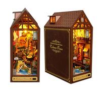 Kit de rincón de libros, rompecabezas de madera 3D para adultos, kit de casa pequeña en miniatura para decoración de estanterías, kits de modelo de bricolaje, casa de muñecas para adultos, regalos de