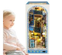 Kit de rincón para libros, rincones para libros | Kit en miniatura de rincón de para casa de muñecas, decoración de inserción de estantería Sea Breeze,Sujetalibros ensamblados creativos, artesa