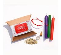 Kit de Ritual Espiritual con Velas Ritualizadas de Colores - Ritual Esotérico con Velas Espirituales y Hierbas Naturales - Ritual de Protección y Limpieza Energética (Pulsera 7 Nudos)