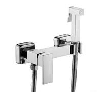 Kit de rociador de bidé de mano, accesorio de pulverización de agua de inodoro de aleación de zinc con válvula angular de latón y manguera de acero inoxidable, presión ajustable para limpieza, (cromo)