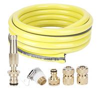 Kit de rociador de riego de jardín, boquilla de latón de alta presión, rociador de agua ajustable para lavado de autos y equipos de riego de jardín con manguera de 5 m y conector