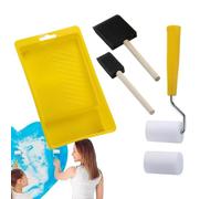 Kit de rodillo de pintura - Mini rodillo de pintura | Bandeja de rodillos de pintura | Juego de mini pinceles con bandeja para | Cortador de bordes de mano con mango, pinceles interiores para techos y
