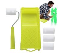 Kit de rodillo de pintura - Mini rodillo de pintura | Bandeja de rodillos de pintura | Juego de mini pinceles con bandeja para | Cortador de bordes de mano con mango, pinceles interiores para techos y