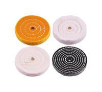 Kit de rodillos de pulido de algodón de 4 pulgadas para alto brillo (7 | 100 mm de diámetro, vástago de 13 mm, algodón multicapa, para metal y madera, acabado brillante